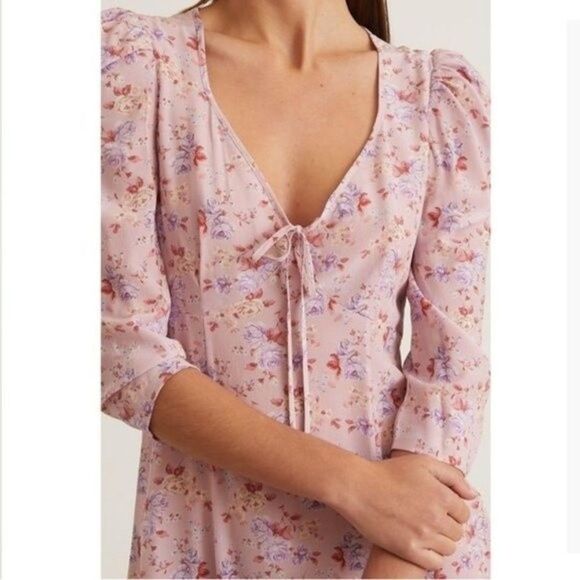 LoveShackFancy Juree Mini Dress 100% Silk Dress Pink Dust SZ6 Whimsigoth Fairy - Picture 10 of 11